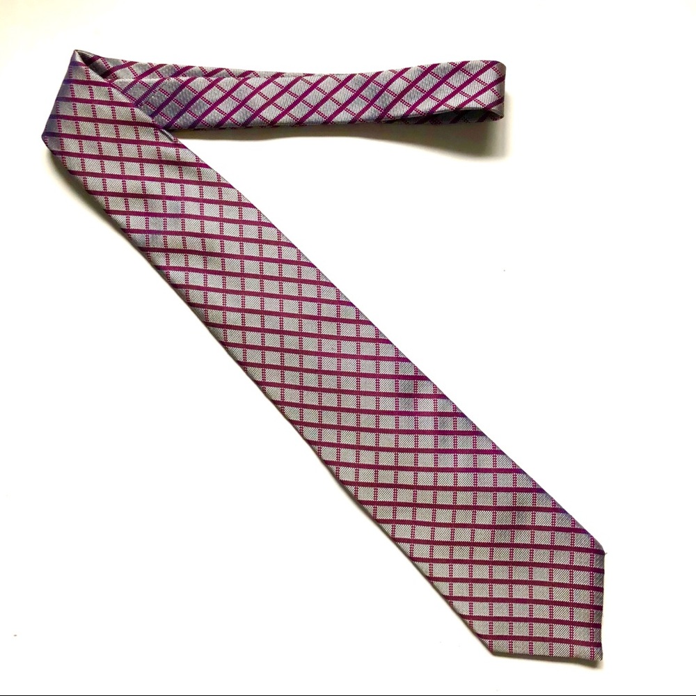 Silk Brooks Basics Tie - Silver Grey Maroon
